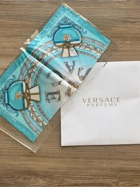 Versace Turquoise and Gold Silk Scarf - Women's Accessory